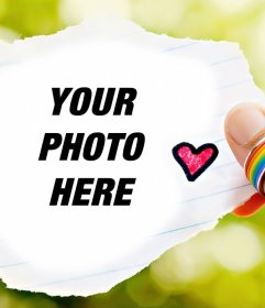Photo effect of love with a heart to upload your picture