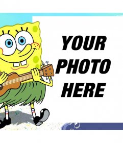 Photo effect of SpongeBob with a ukulele for your photo