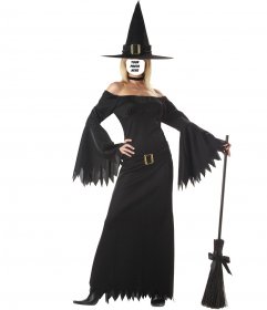 Photomontage of woman with sexy witch costume