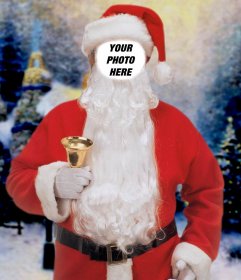 Online photomontage of Santa Claus with a bell to put your face 