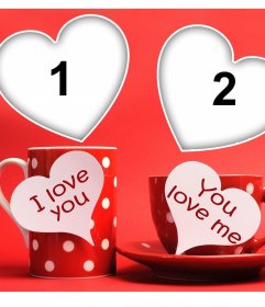Upload two photos to this free effect with two cups of love 