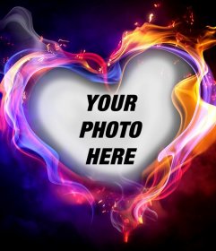 Photo effect of a heart on fire to upload your photo