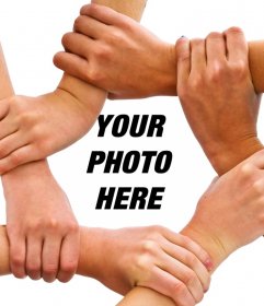 Photo effect of joined hands to upload your photo