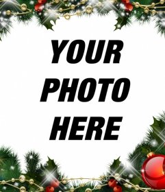 Online picture frame of Christmas garland for your photo