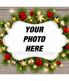 Photo effect with Christmas ornaments for uploading your photo