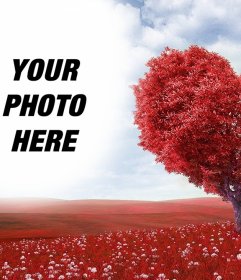 Photo effect of a landscape with a heart tree