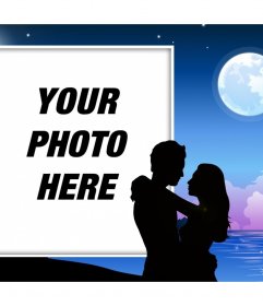 Romantic couple under  the moonlight where you can put your photo