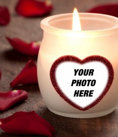 Photo effect of love with a candle and a heart
