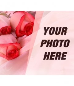 Romantic photomontage to put a photo of your partner with some roses on silk, pearls and flashes of light