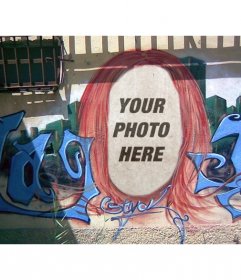 Photomontage of a graffiti of a head to put your face