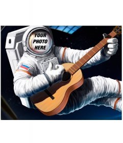 Photomontage to put your face on an astronaut with a guitar