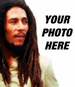 Create a photomontage with Bob Marley by your side loading an image online and adding a phrase free