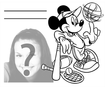 Upload your photo to this drawing of Mickey and print it to coloring