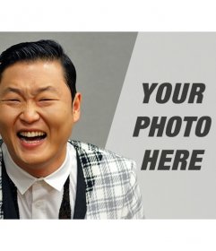 Create photomontages with PSY singer, creator of the famous Gangnam Style, adding a photograph that appears with a gray filter