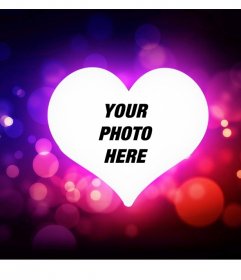 Decorative frame with a heart of love and lights to your photo