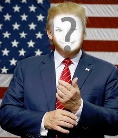 Photomontage to simulate your face on the body of Donald Trump, the President of the