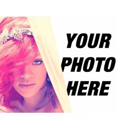 Photomontage with Rihanna with vintage costume
