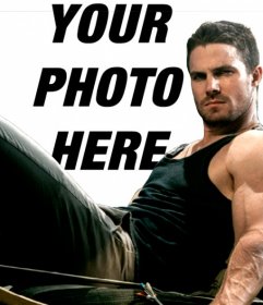 Pose up with Stephen Amell, the main character of the tv series Arrow