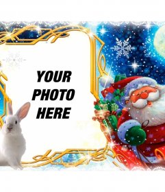 Photo frame with Santa Claus and his sleigh to personalize with your photo