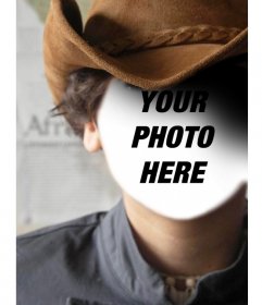 Photomontage with the portrait of a cowboy where you can add your face