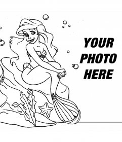 Coloring of the Little Mermaid where you can also add your photo