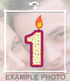 Candle with number 1 for paste on your photos with this effect 