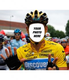 Create a photomontage of a professional cyclist in the Tour of France