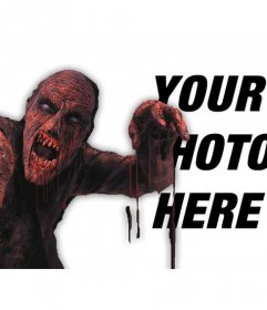 Photomontage to put a red bloody zombie in a photo and add text online