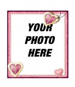Photo frame for a scanned photograph. It is pink with hearts. Create this photo montage of a free and easy way from this page