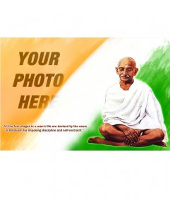 Photomontage with Gandhi and a quote