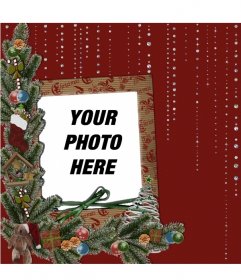 Card with Christmas and shiny details to put your photo
