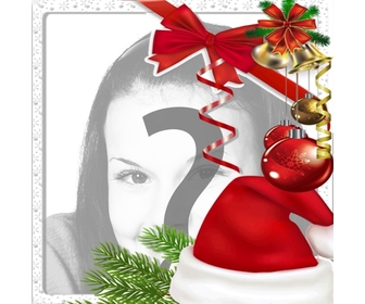 Christmas frame decorated with a Santa Claus hat