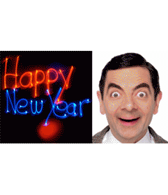 Congratulates the new year with an animation with neon letters with your background photo