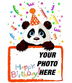 Birthday greeting postcard with a panda