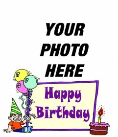 Birthday card for child to put a photo background