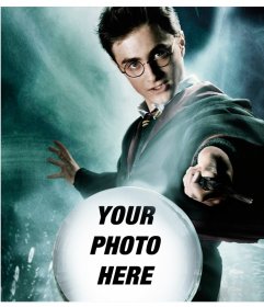 Photomontage of Harry Potter with a crystal ball