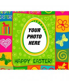 Colorful Easter Holiday postcard with your photo