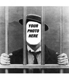 Photo montage with your photo of man in jail or prison