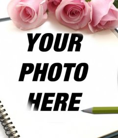 Frame of roses for photos where you can add a picture in a notebook