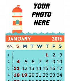 Children calendar of January 2015 for the US with your photo
