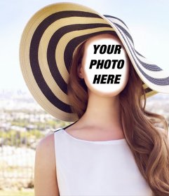 Photomontage to edit of Lana del Rey posing in the sun with a big hat