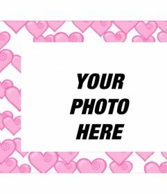 Photo frame with many pink hearts. To put a picture of your loved one