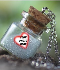 Effect to put your photo inside a bottle in a heart-shaped frame