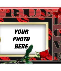Give your partner a photograph inside this red frame with hearts and a red rose