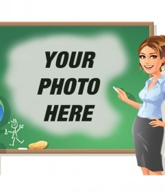 Effect to add your photo on a chalkboard next to a school teacher
