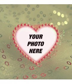Love frame with red heart-shaped and a sequined beige background to upload a photo online and place on it
