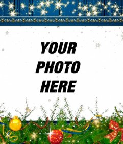 Blue frame for Christmas decoration photos