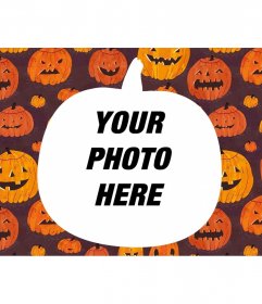 Picture frame of Halloween with your photo as pumpkin-shaped 