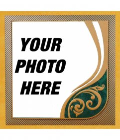 Photo frame with yellow, gold and green striped colors and patterns