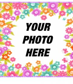 Frame with colorful flowers to decorate your photos for free